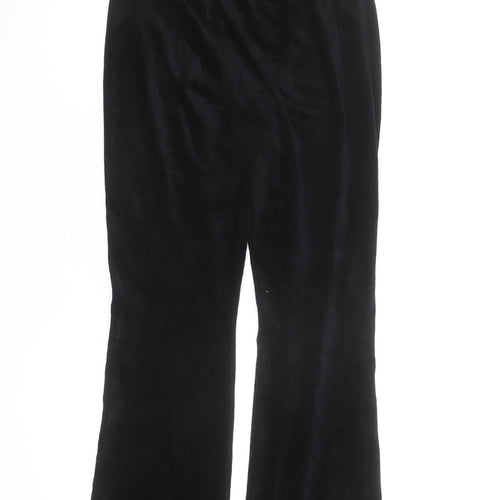 Topshop Women Black Velvet Wide-Leg Trousers Size 8