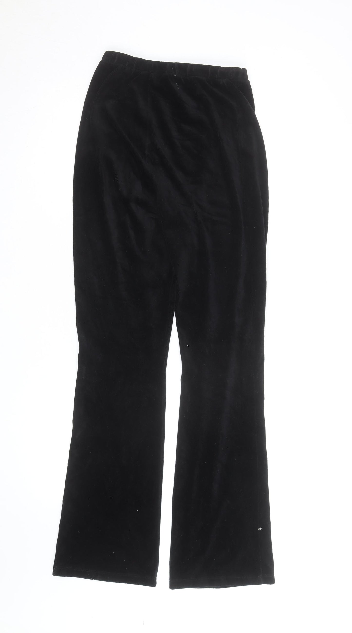 Topshop Women Black Velvet Wide-Leg Trousers Size 8
