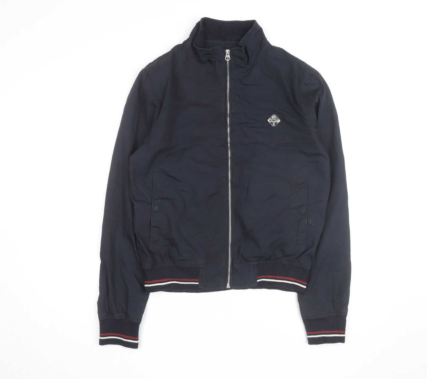 Schott Mens Blue Bomber Jacket M Cotton Blend Zip Up Casual