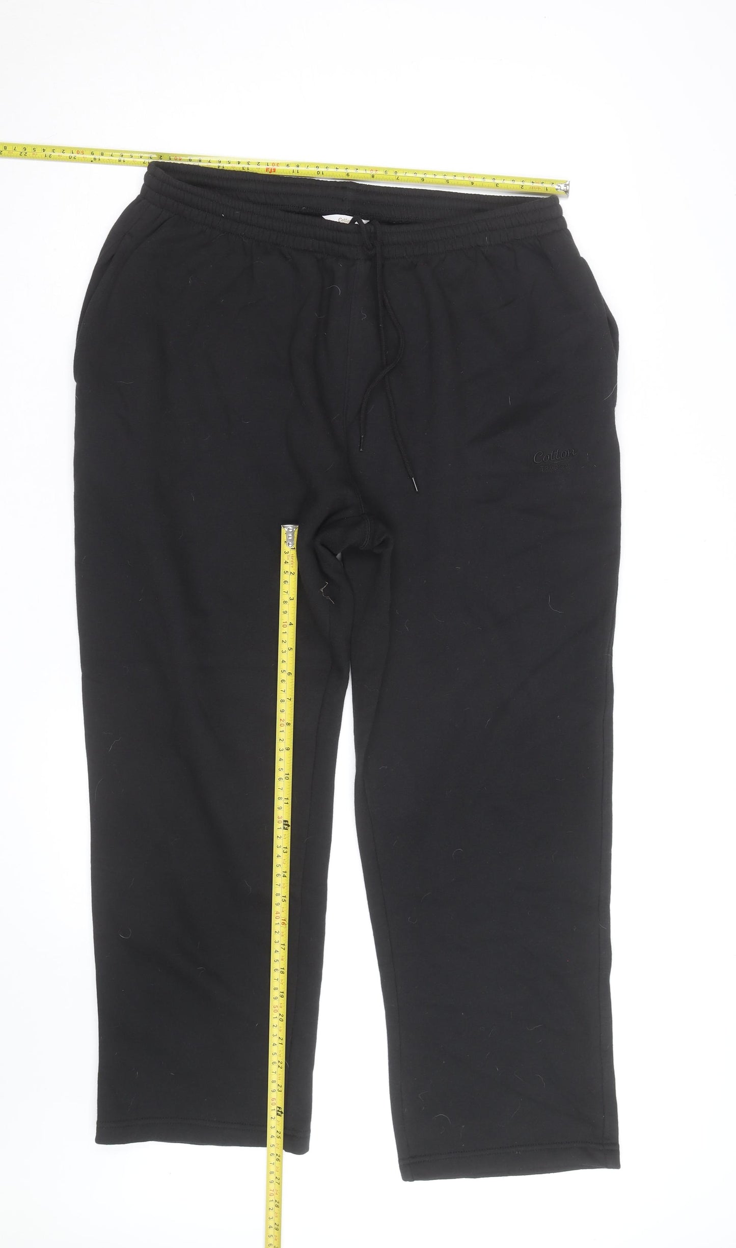 Cotton Traders Mens Black XL Sweatpants Fleece Regular Fit Activewear