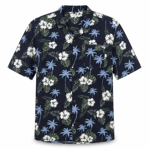 U.S. Polo Assn. Men's Blue Hawaiian Floral Cotton Short Sleeve Shirt Size S