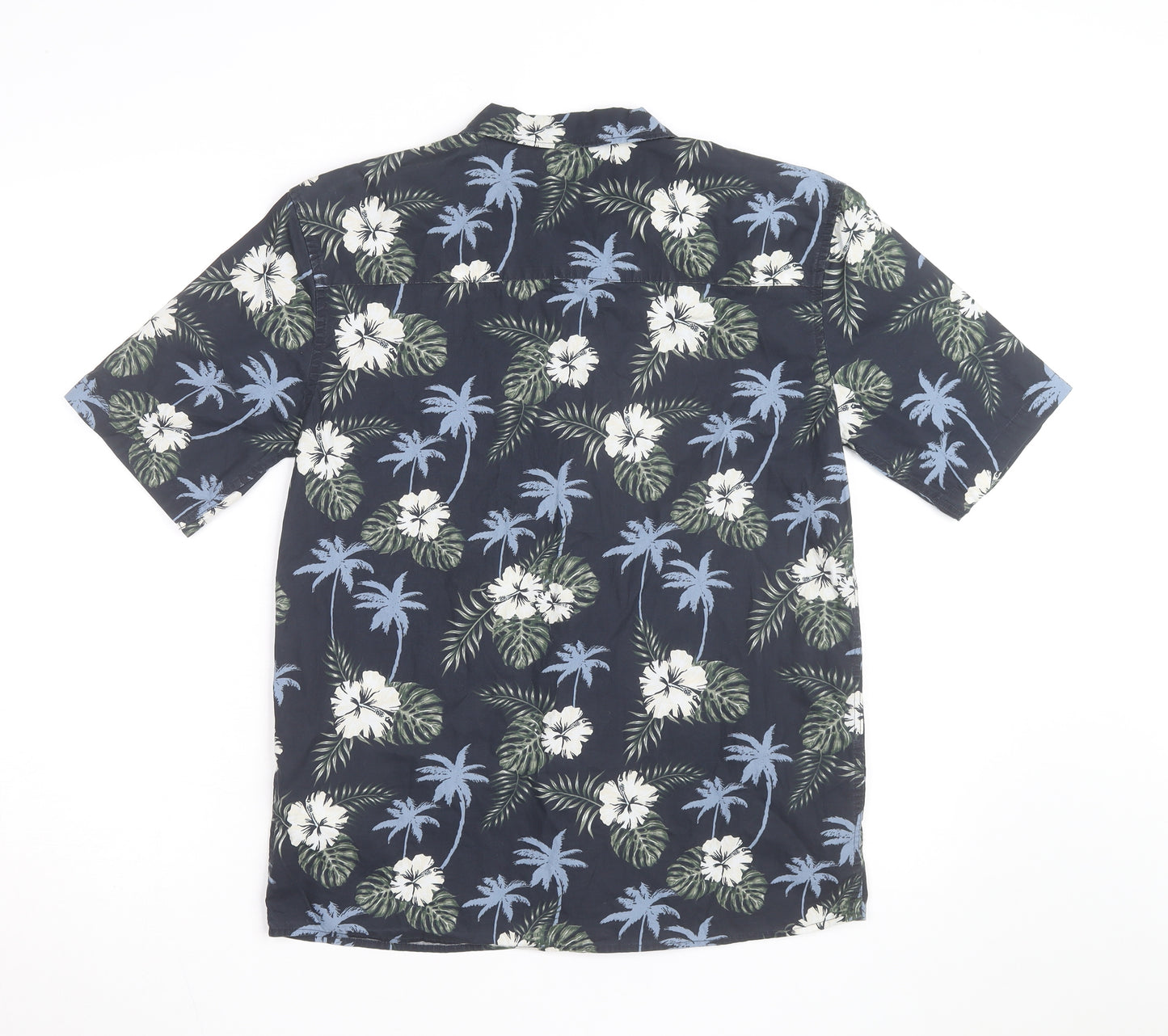 U.S. Polo Assn. Men's Blue Hawaiian Floral Cotton Short Sleeve Shirt Size S