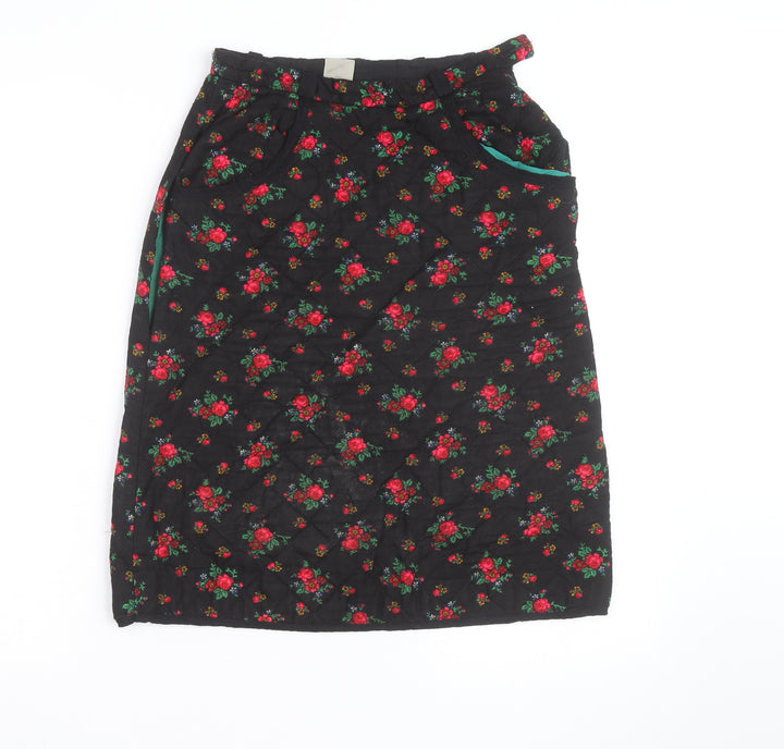 Hellweg Cherie Modell Womens Black Floral Quilted Knee Length Skirt Size 12