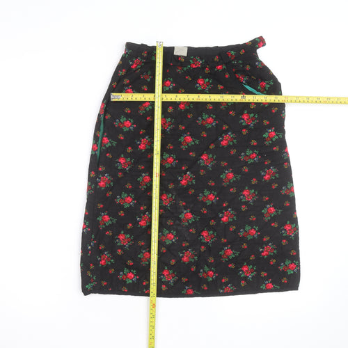 Hellweg Cherie Modell Womens Black Floral Quilted Knee Length Skirt Size 12
