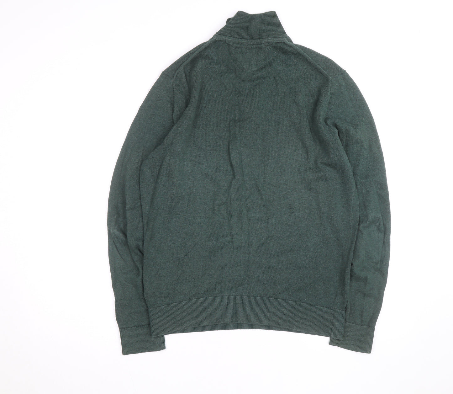 Tommy Hilfiger Men Green High Neck 1/2 Zip Cotton Jumper M