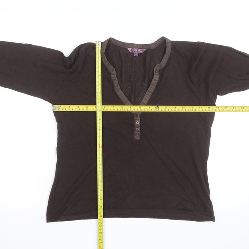 Fat Face Womens Brown Linen Cotton Henley Jumper Size 12