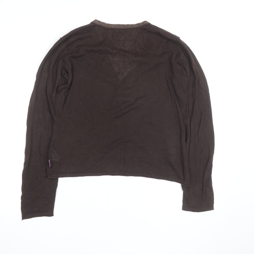 Fat Face Womens Brown Linen Cotton Henley Jumper Size 12