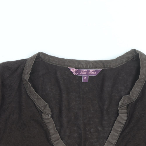 Fat Face Womens Brown Linen Cotton Henley Jumper Size 12