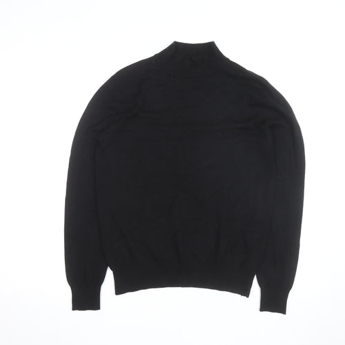 Ciao Italy Men's Black Mock Neck Slim Fit Viscose Knit Jumper M