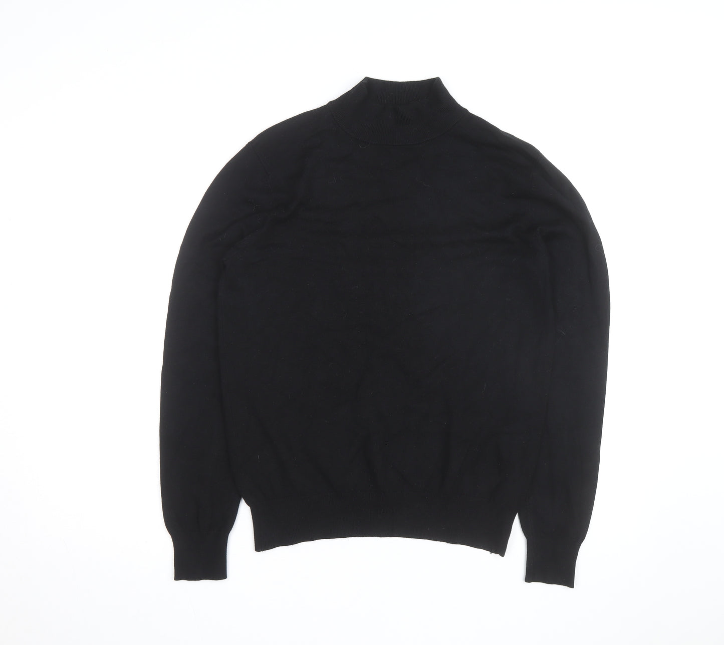 Ciao Italy Men's Black Mock Neck Slim Fit Viscose Knit Jumper M