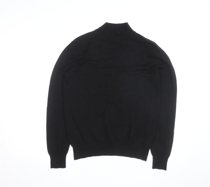 Ciao Italy Men's Black Mock Neck Slim Fit Viscose Knit Jumper M