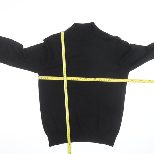 Ciao Italy Men's Black Mock Neck Slim Fit Viscose Knit Jumper M