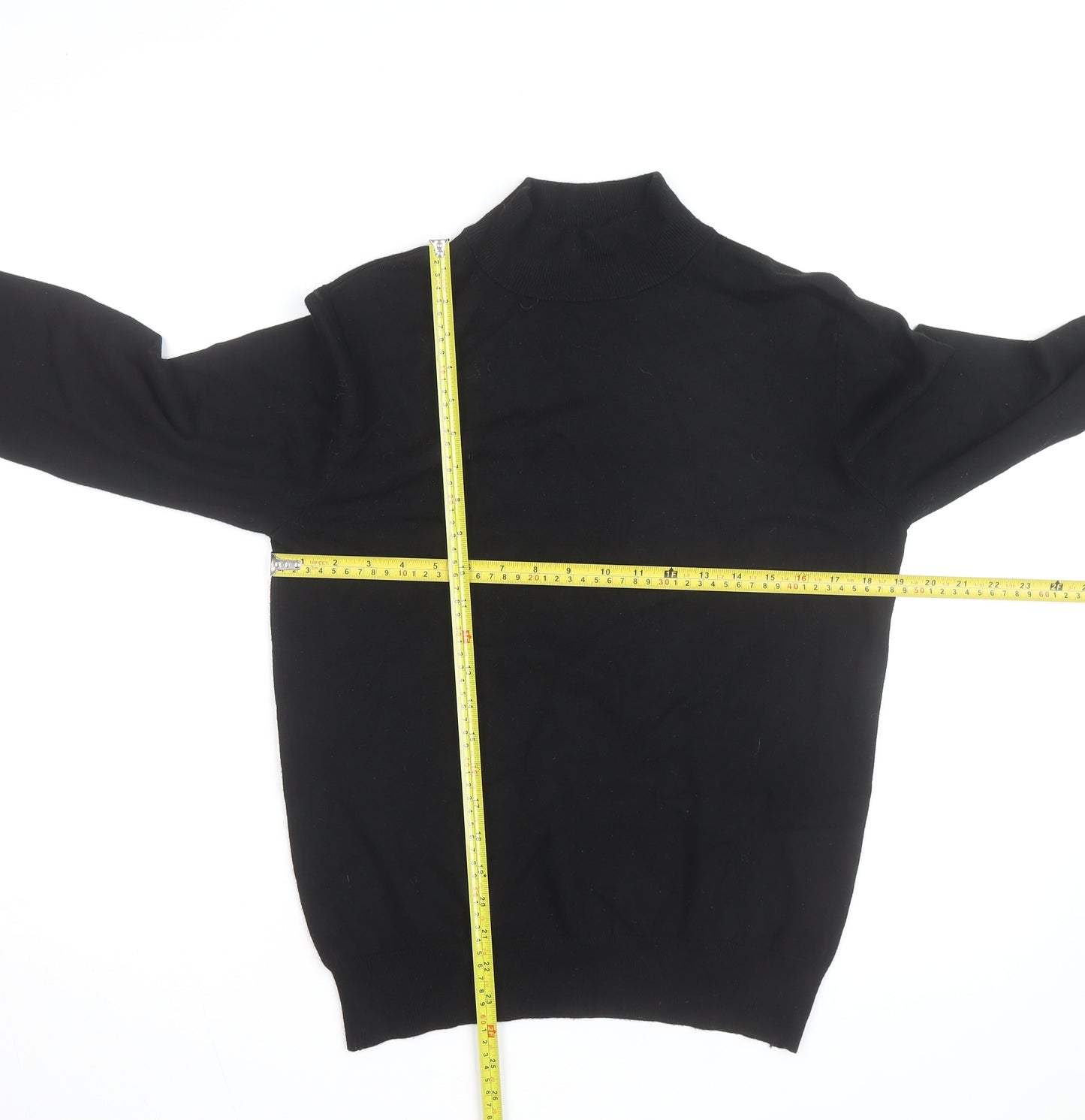 Ciao Italy Men's Black Mock Neck Slim Fit Viscose Knit Jumper M