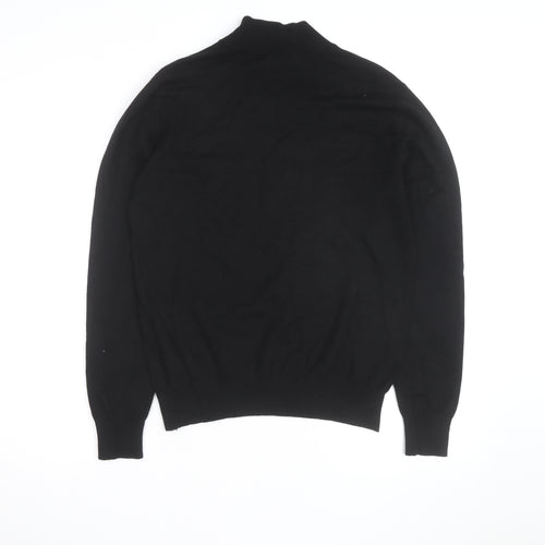 Ciao Italy Men's Black Mock Neck Slim Fit Viscose Knit Jumper M