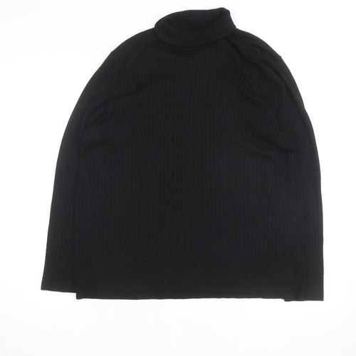 Next Womens Black Roll Neck Ribbed Jumper Size 12 Classic Fit