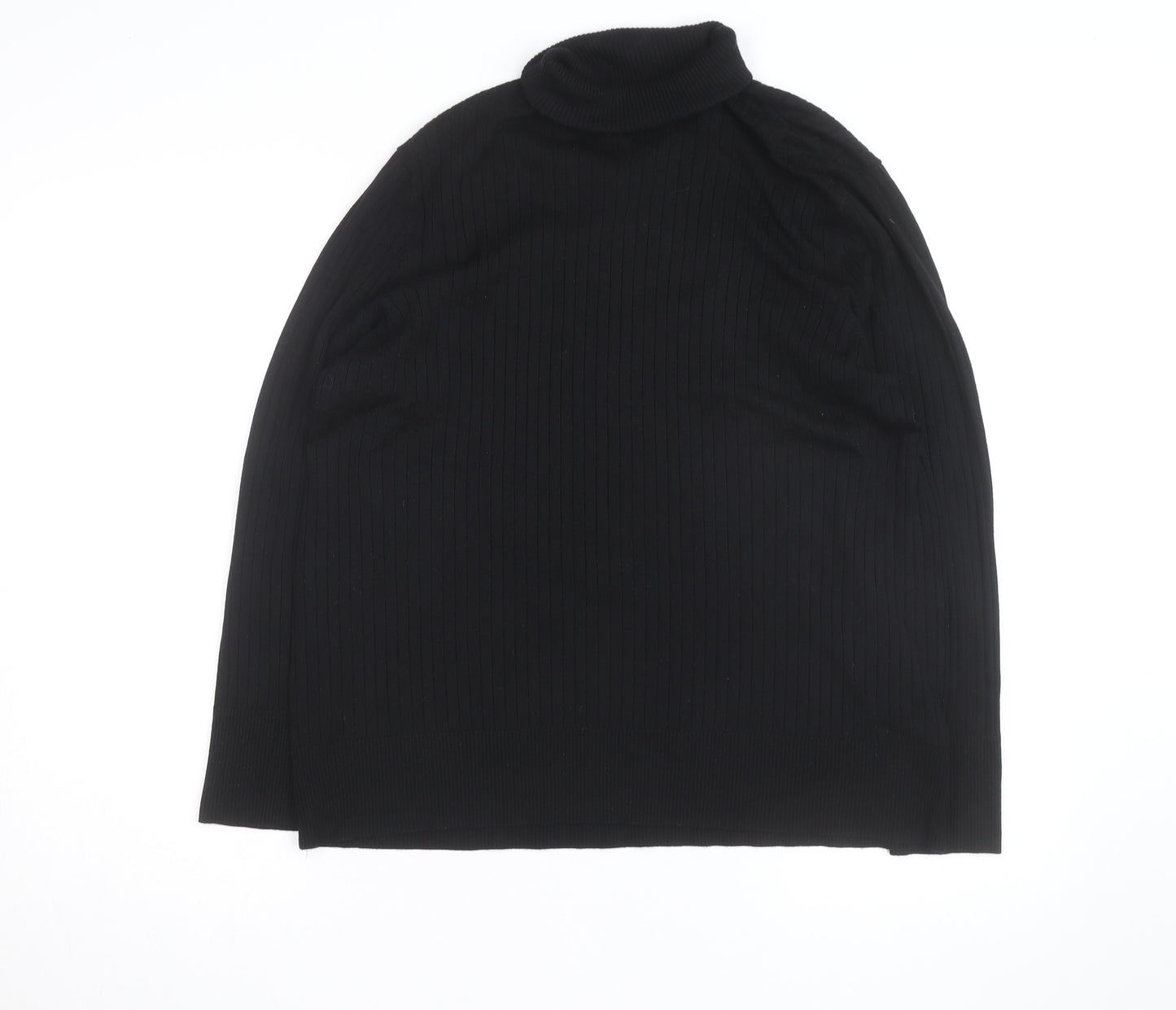 Next Womens Black Roll Neck Ribbed Jumper Size 12 Classic Fit