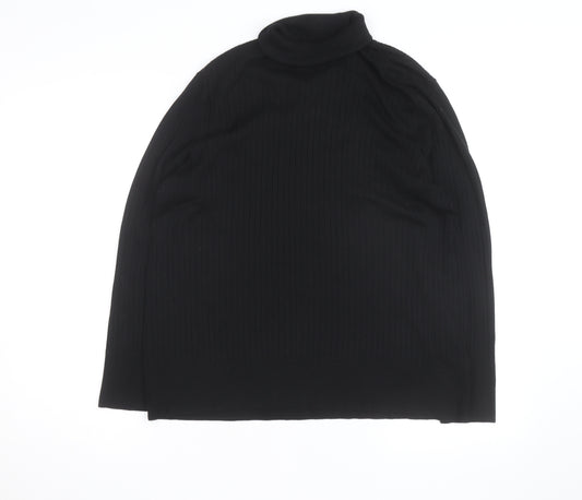 Next Womens Black Roll Neck Ribbed Jumper Size 12 Classic Fit