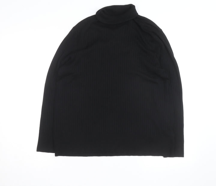 Next Womens Black Roll Neck Ribbed Jumper Size 12 Classic Fit