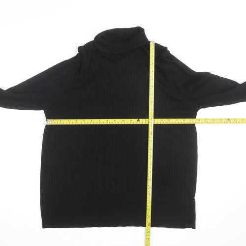 Next Womens Black Roll Neck Ribbed Jumper Size 12 Classic Fit