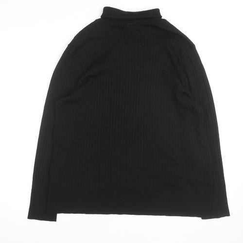 Next Womens Black Roll Neck Ribbed Jumper Size 12 Classic Fit
