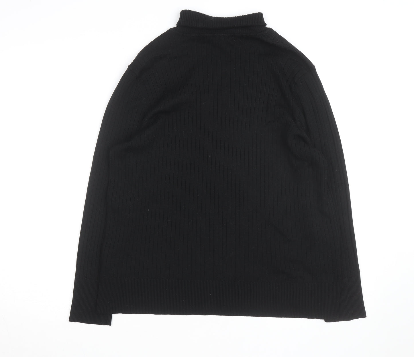Next Womens Black Roll Neck Ribbed Jumper Size 12 Classic Fit