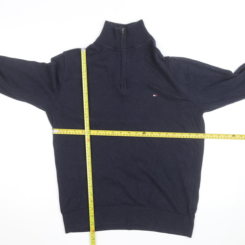 Tommy Hilfiger Men's Blue Cotton Half Zip Jumper Size M