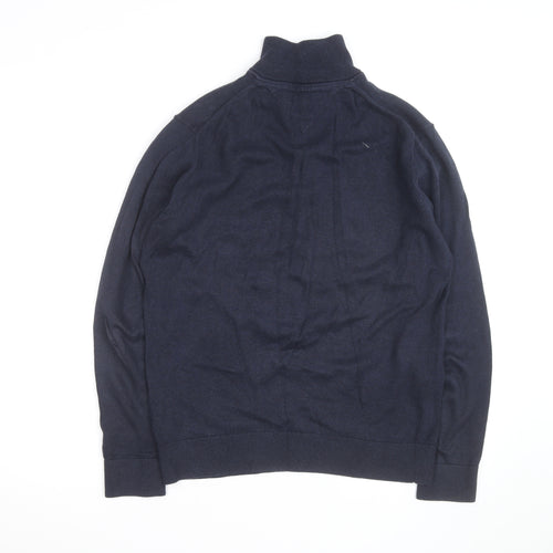 Tommy Hilfiger Men's Blue Cotton Half Zip Jumper Size M
