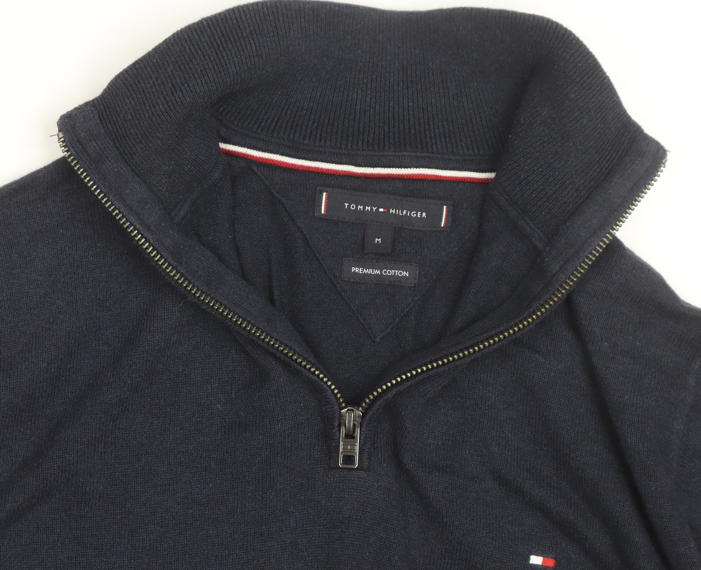 Tommy Hilfiger Men's Blue Cotton Half Zip Jumper Size M