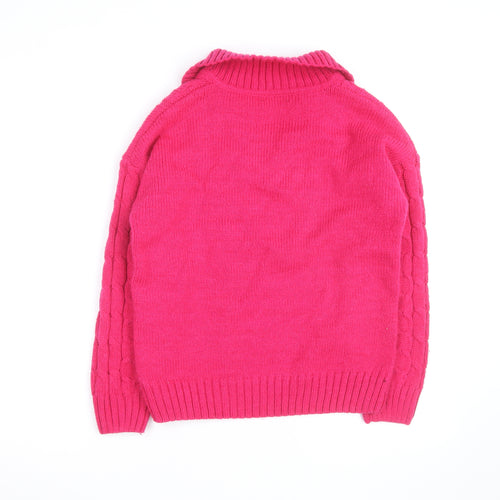 Tu Women’s Pink Cable-Knit V-Neck Pullover Jumper Size 8
