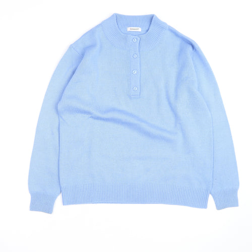 Damart Women Blue Henley Jumper Size 14/16 Acrylic Knit