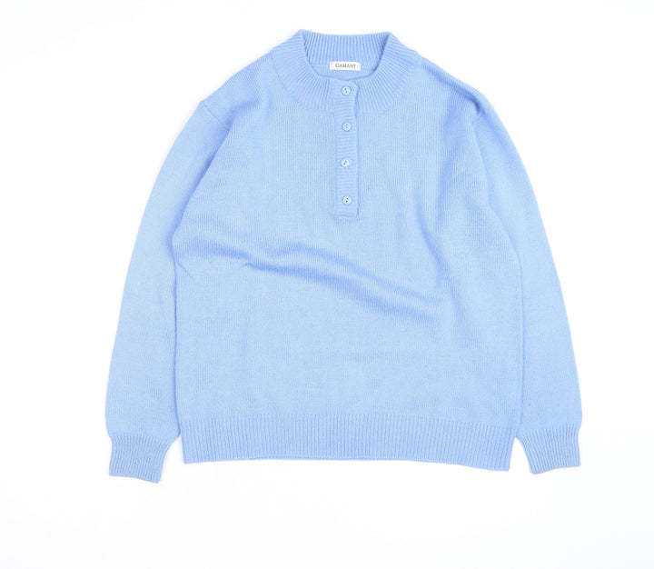 Damart Women Blue Henley Jumper Size 14/16 Acrylic Knit