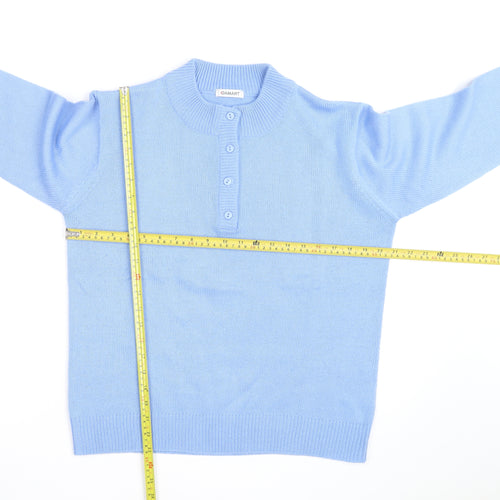 Damart Women Blue Henley Jumper Size 14/16 Acrylic Knit