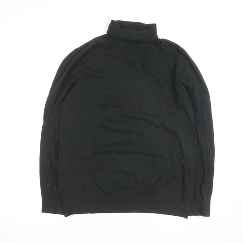H&M Men's Black Roll Neck Cotton Knit Jumper Size M