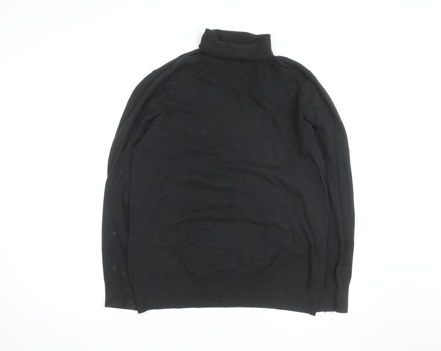 H&M Men's Black Roll Neck Cotton Knit Jumper Size M