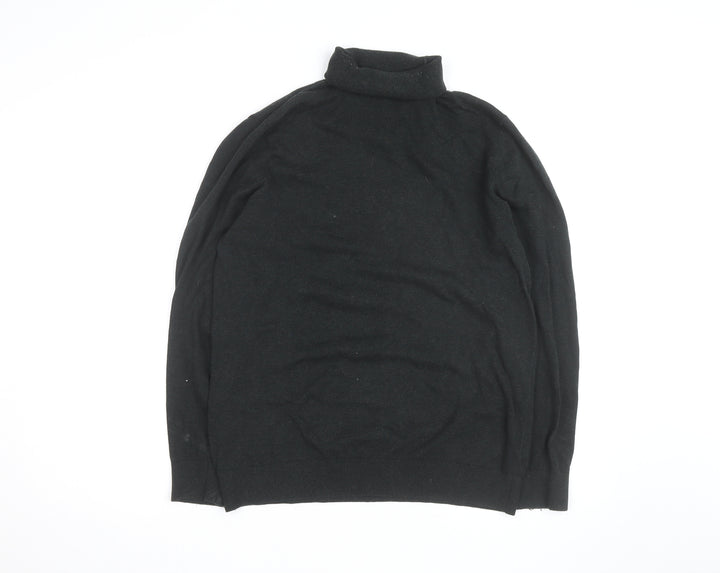 H&M Men's Black Roll Neck Cotton Knit Jumper Size M