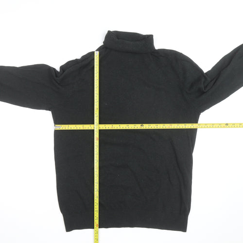 H&M Men's Black Roll Neck Cotton Knit Jumper Size M