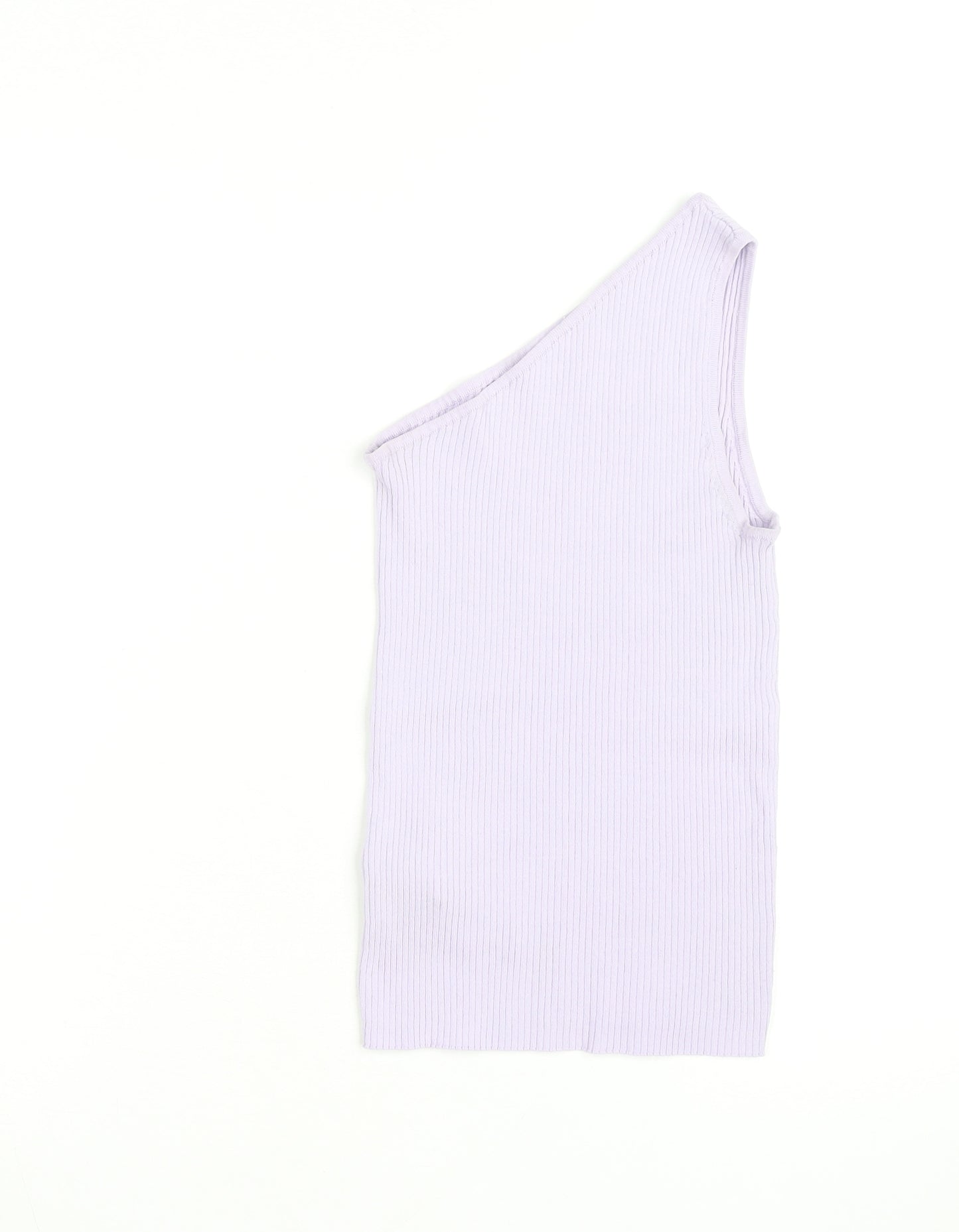 MNG Women Purple One Shoulder Ribbed Knit Tank Top Size S