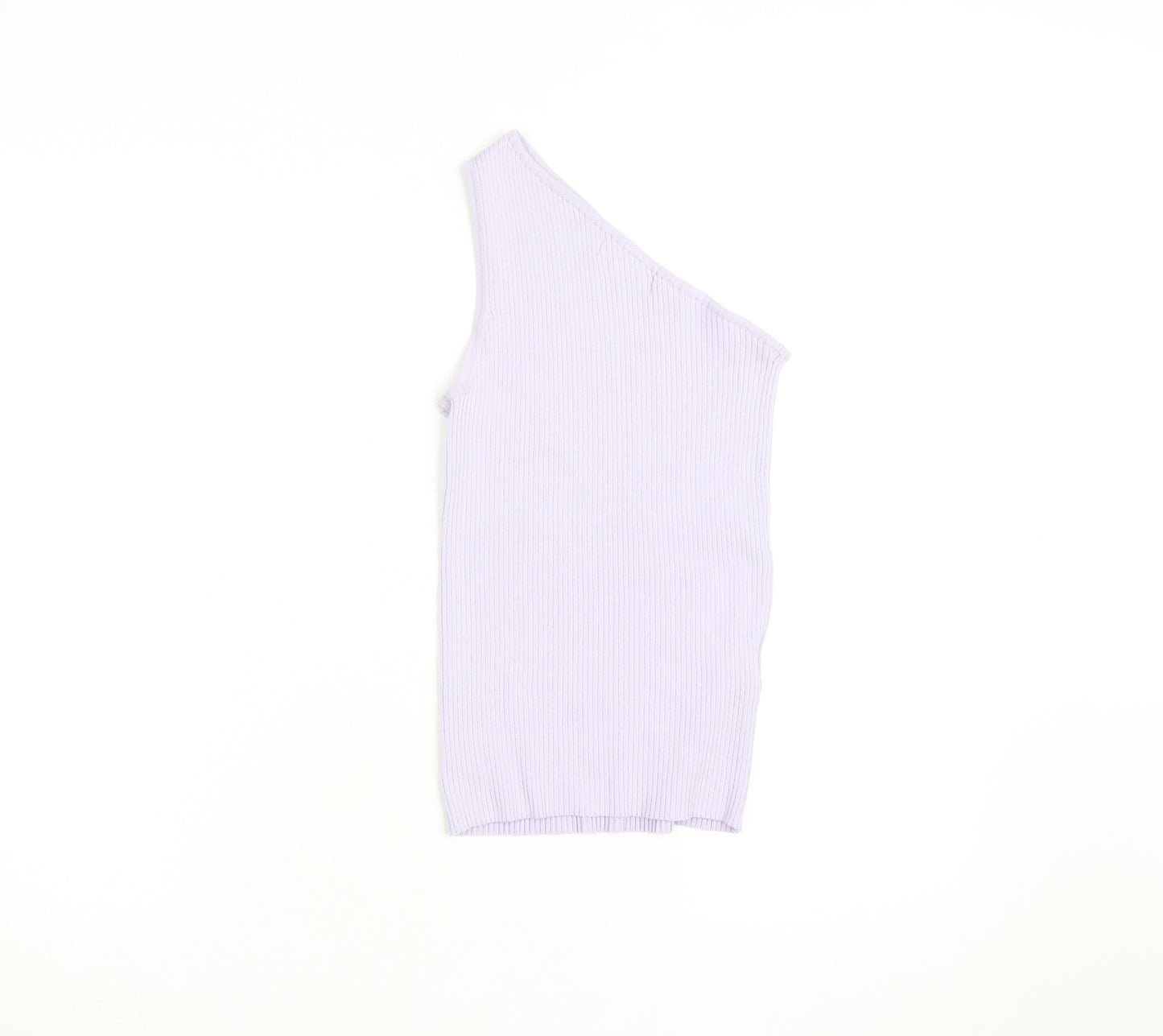 MNG Women Purple One Shoulder Ribbed Knit Tank Top Size S