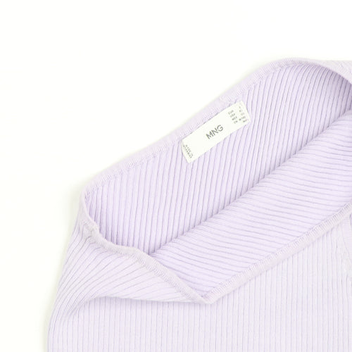 MNG Women Purple One Shoulder Ribbed Knit Tank Top Size S