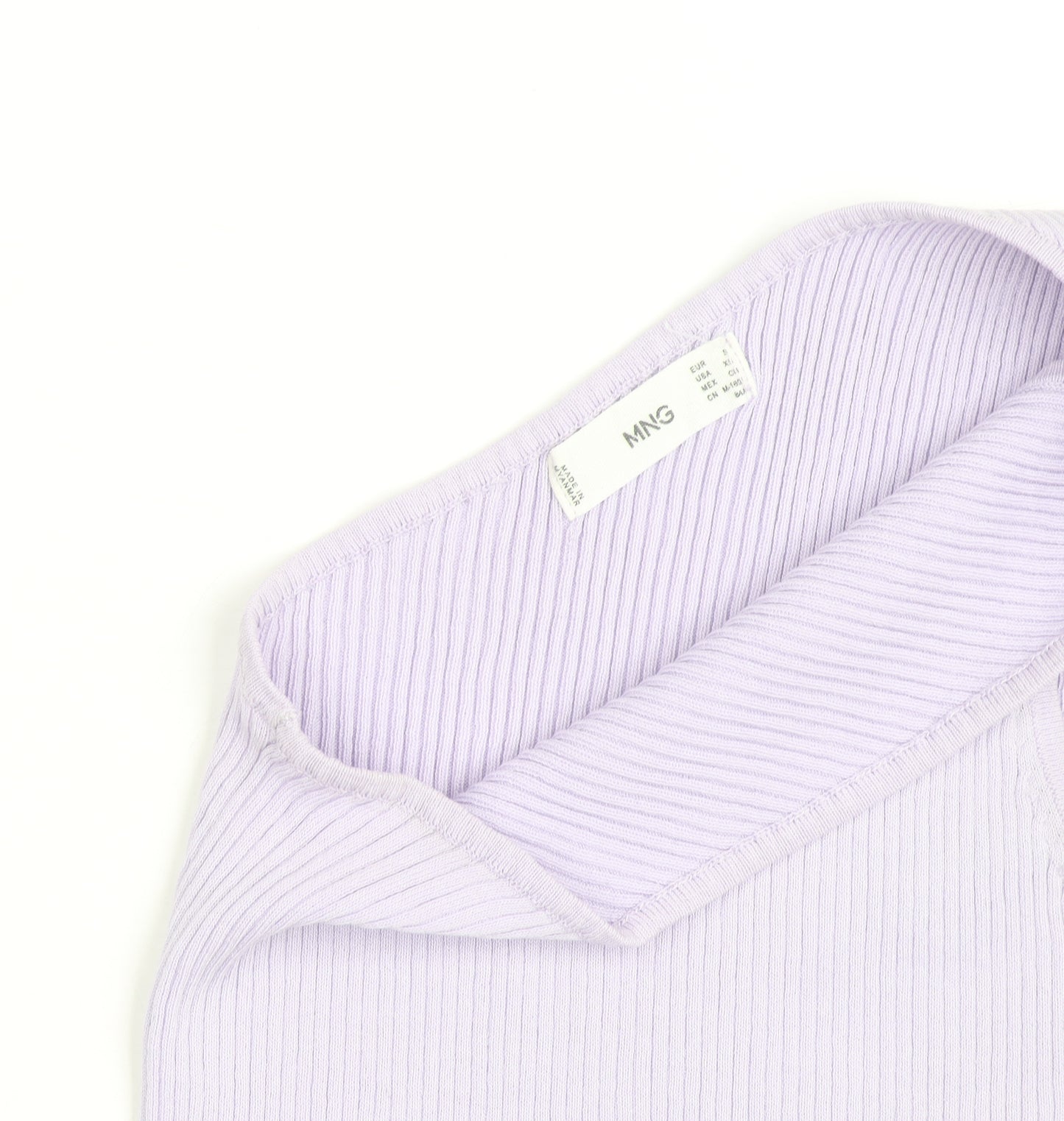 MNG Women Purple One Shoulder Ribbed Knit Tank Top Size S