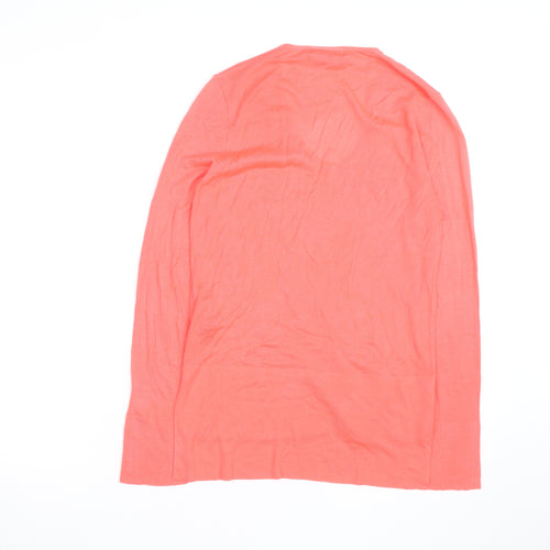 Zara Women Coral V-Neck Lightweight Long Sleeve Pullover Jumper XS