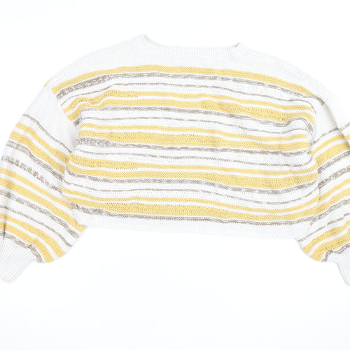 Pull&Bear Women’s Multicoloured Striped Knit Pullover Jumper Size M