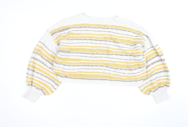 Pull&Bear Women’s Multicoloured Striped Knit Pullover Jumper Size M