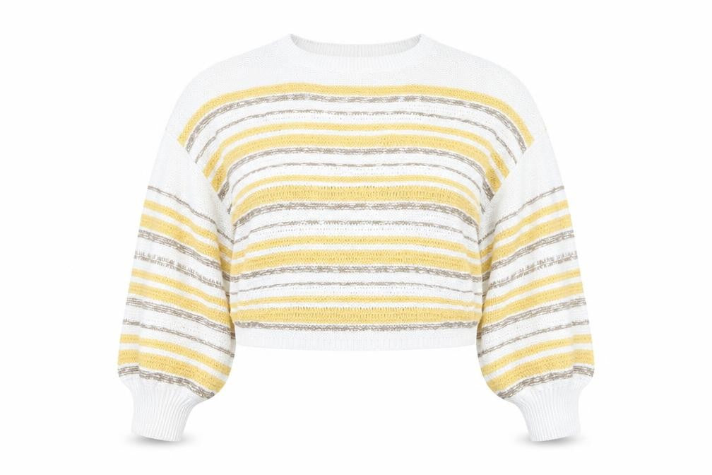 Front view of Pull&Bear Women’s Multicoloured Striped Knit jumper, size M