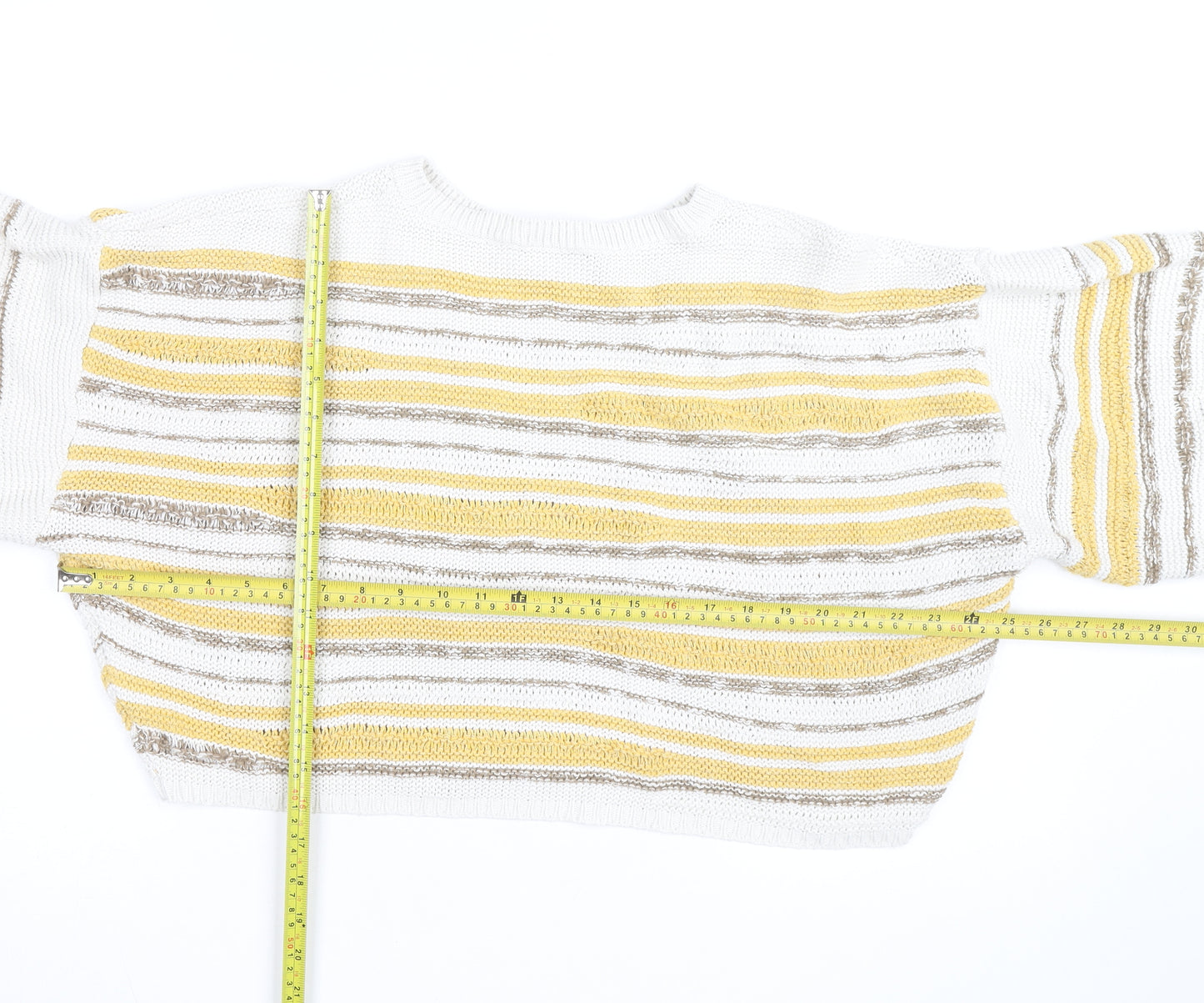 Pull&Bear Women’s Multicoloured Striped Knit Pullover Jumper Size M