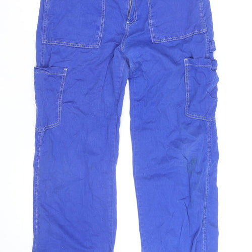 Denim Co Women's Blue Cargo Trousers Size 12 Cotton Utility Pants