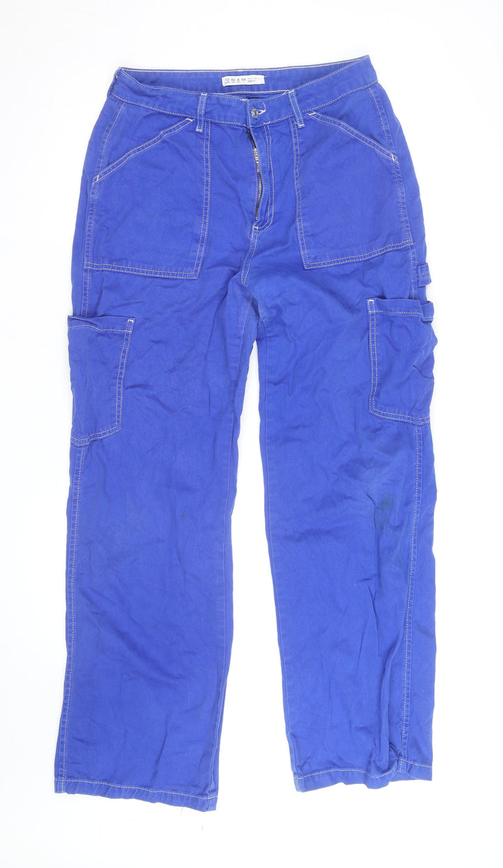 Denim Co Women's Blue Cargo Trousers Size 12 Cotton Utility Pants