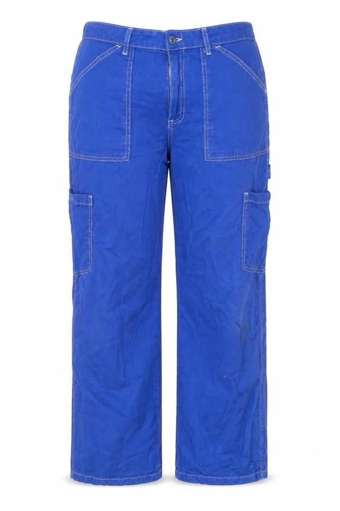 Front view of Denim Co Women's Blue Cargo Trousers, size 12, Cotton Utility Pants