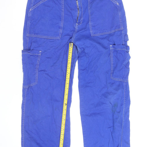 Denim Co Women's Blue Cargo Trousers Size 12 Cotton Utility Pants