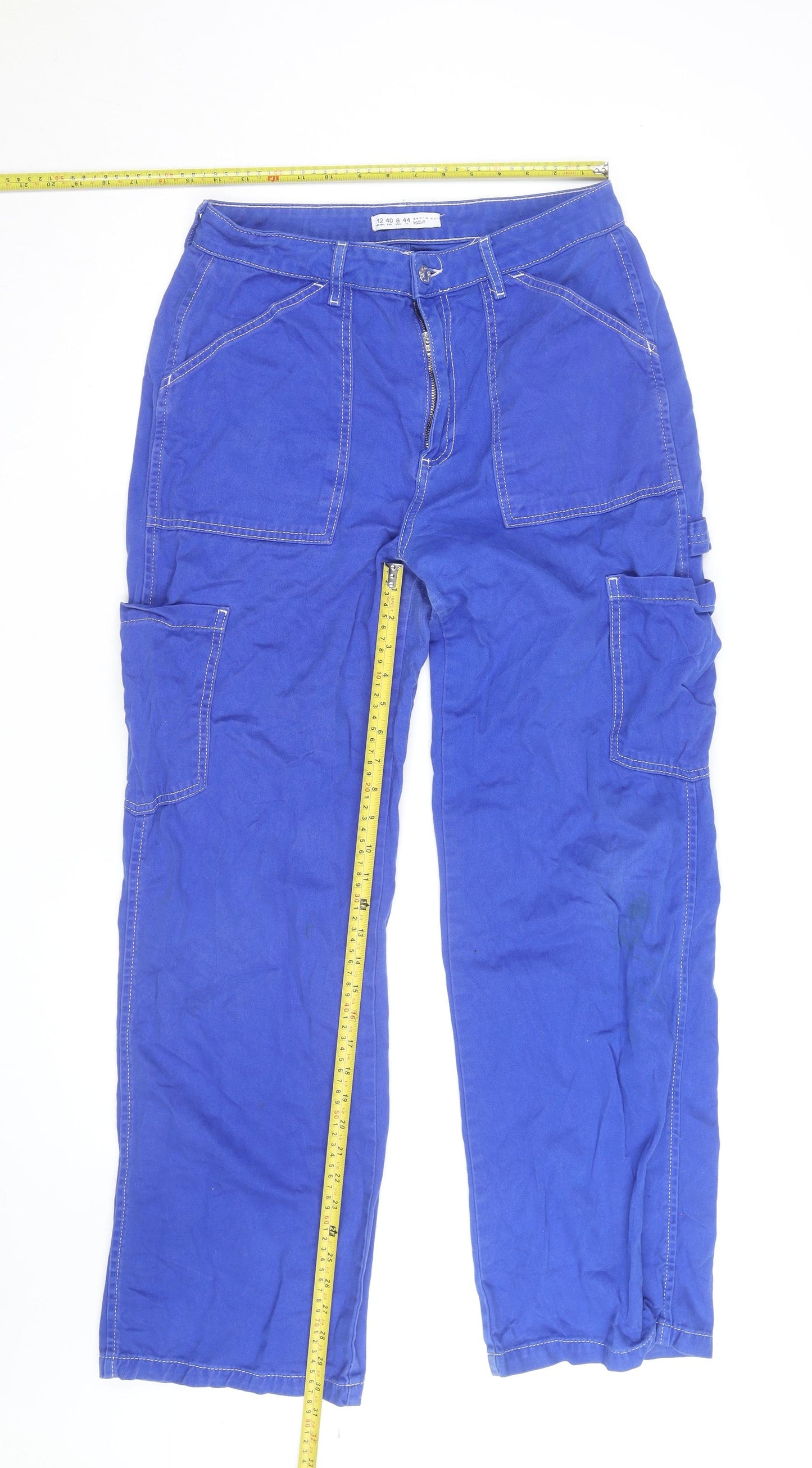 Denim Co Women's Blue Cargo Trousers Size 12 Cotton Utility Pants